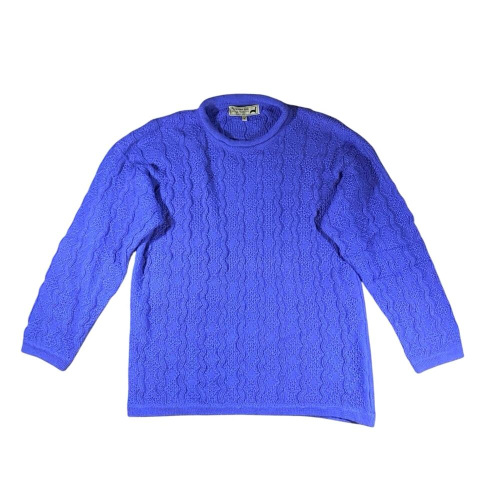 Peruvian Link Aqua Blue Alpaca Oversized Sweater - S